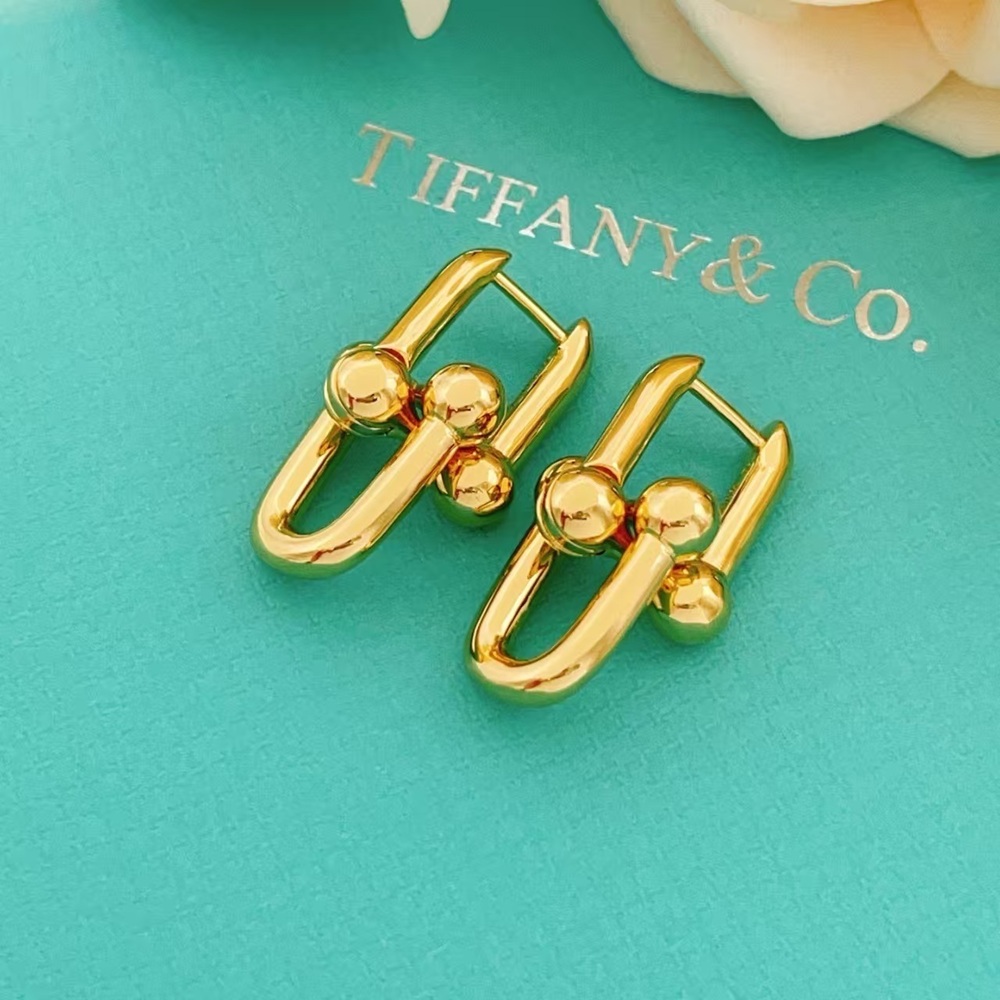 Tiffany & Co. Golden U-shaped Hoop Earrings